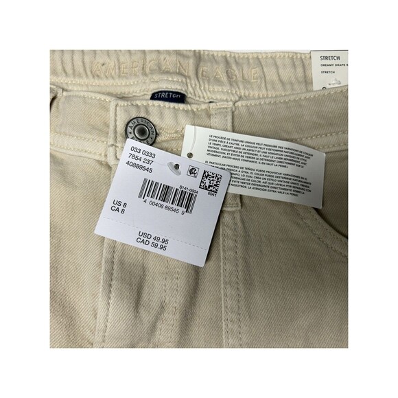 NWT American Eagle Dreamy Drape Easy SHORTIE Sz 8 Stretch Cream Low Rise Shorts - Picture 4 of 10